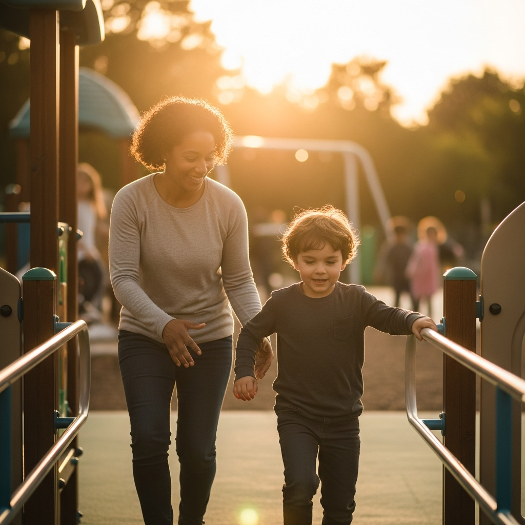 A parent and young child spending time together outdoors